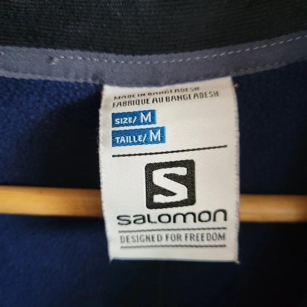 Salomon Full Zip Sweatshirt Fleece Lined Blue Long Sleeve M Medium